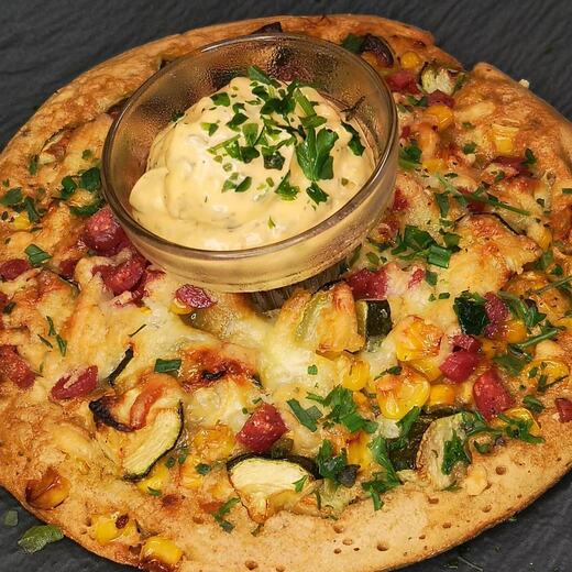 Pizzelett mit Dip weiß jemand obs das schon gibt?