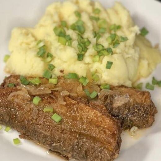 "Mooontagsmenü" Barthering und Kartoffelpüree