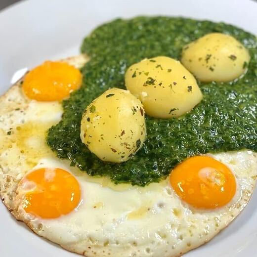 Spinat mit Ei und Kartoffeln