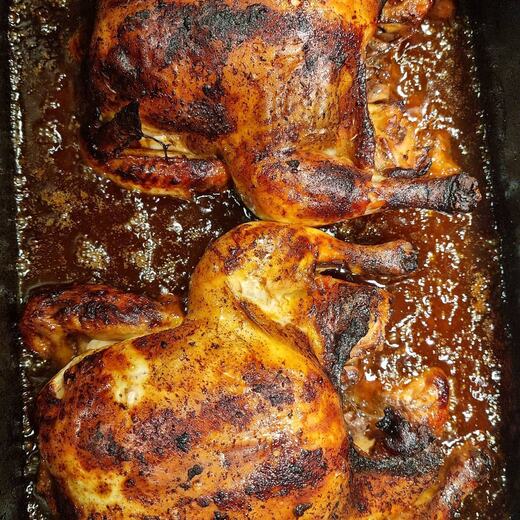 Ganz rustikal Hähnchen aus dem Backofen mit selbstgemachten Nudelsalat mit…