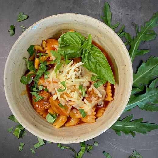 Nudeln mit Tomatensoße und Käse gehen immer