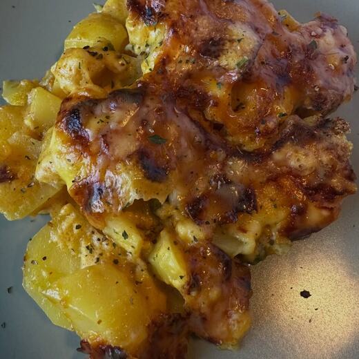 Kartoffelauflauf mit Wild-Salami