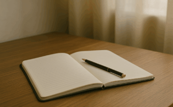 Leeres Buch mit Stift