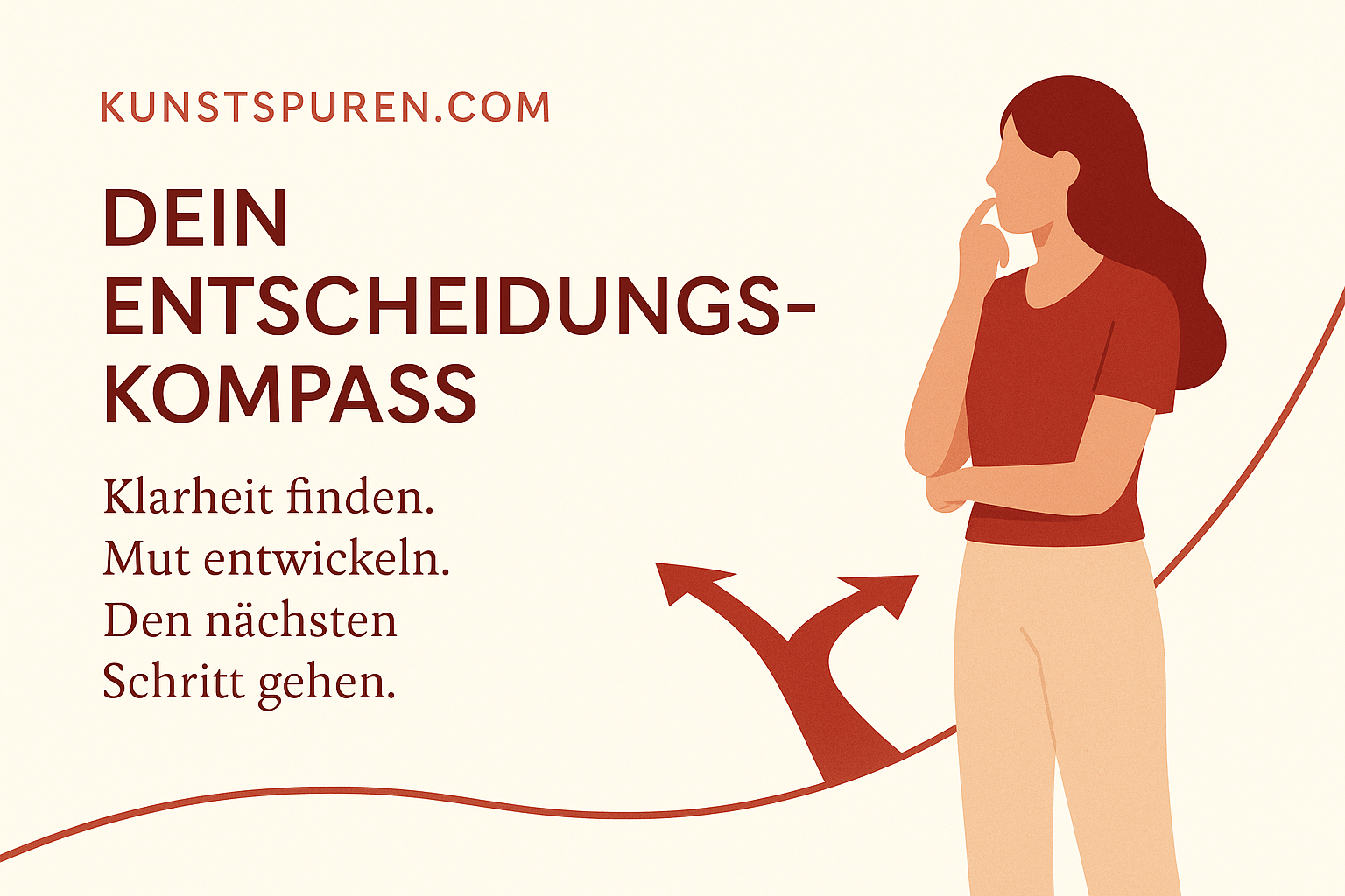Grafik Frau und Wege mit Hilfe zur Entscheidung